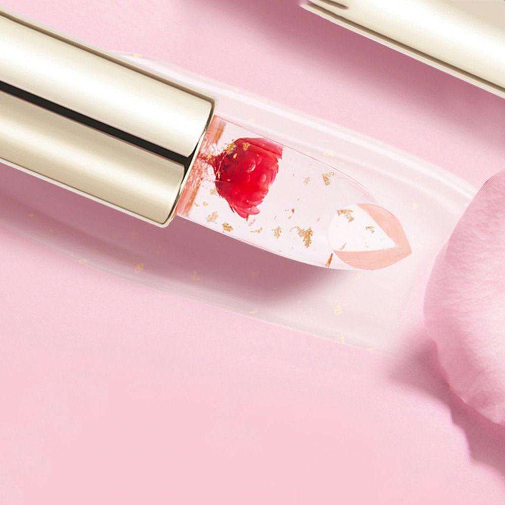 Adamesuo อุณหภูมิเปลี่ยนสี Lip Blam, Non-stick ถ้วยเอดดัลไวส์ฟอยล์ทองเยลลี่ดอกไม้ลิปสติก, Magic เปลี่ยนคริสตัลกันน้ํา Long Lasting Lips Care - รูปที่ 6