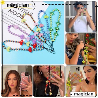 Magic ใหม่ สายคล้องโทรศัพท์มือถือ อะคริลิคใส ประดับลูกปัด สีรุ้ง แฟชั่น