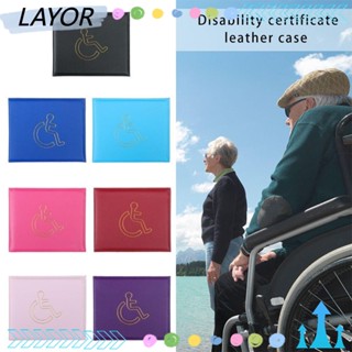 LAY กระเป๋าสตางค์ แบบพกพา ป้องกันเอกสาร สีฟ้า สําหรับจอดรถผู้พิการ