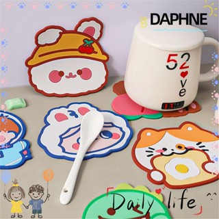 Daphne แผ่นรองแก้วซิลิโคน ลายการ์ตูนน่ารัก กันร้อนลวก สําหรับเด็ก