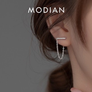 Modian ต่างหูโซ่เงินแท้ 925 รูปเรขาคณิต สไตล์พังก์ เครื่องประดับแฟชั่น สําหรับผู้หญิง