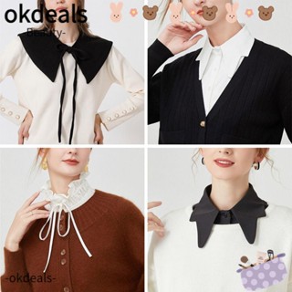 OKDEALS เสื้อเชิ้ตคอปกปลอม ผ้าฝ้าย แฟชั่นคลาสสิก