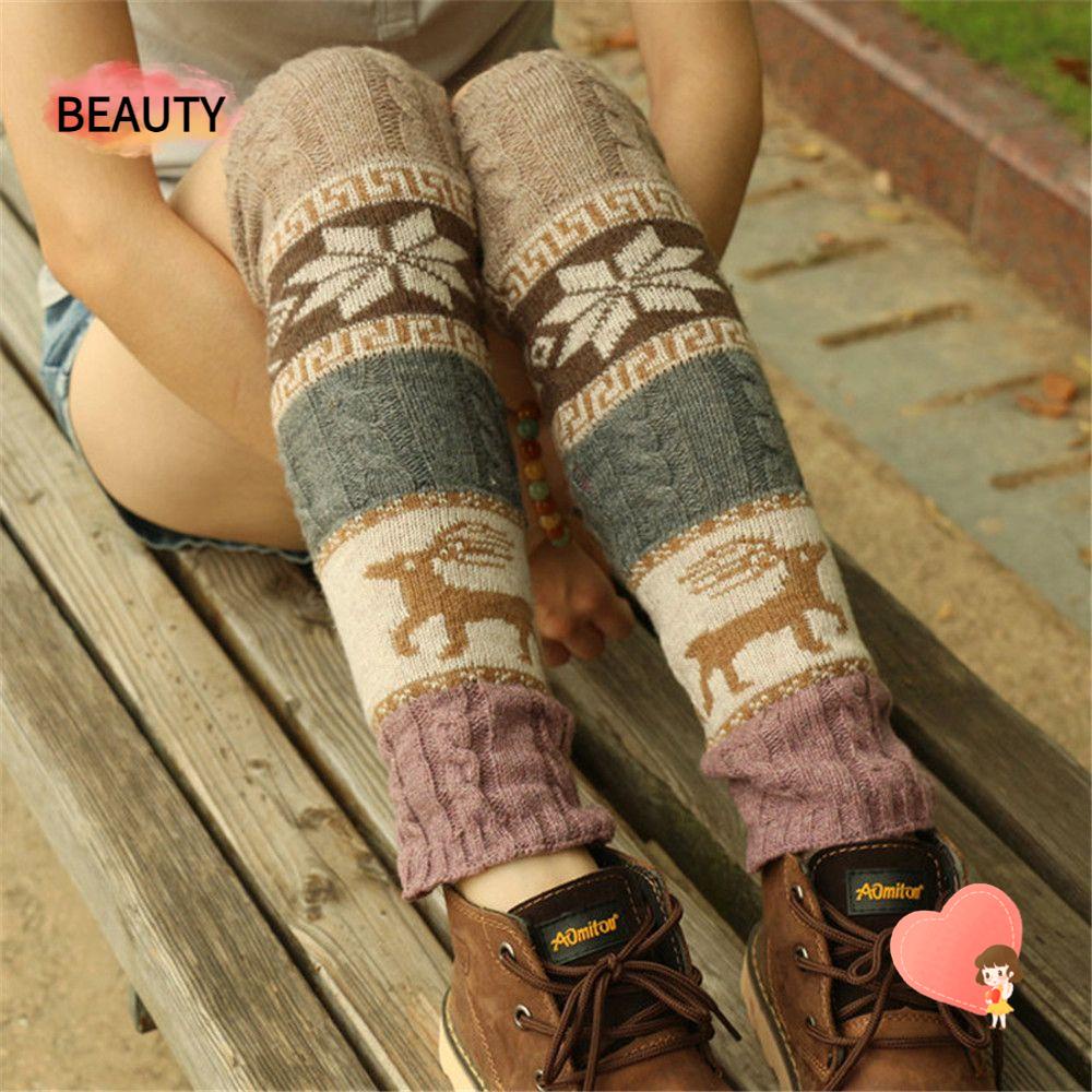 BEAUTY Boho Women's Leg Warmers Accessories Knee High Socks Knitted Boot Warmers Winter Fashion Warm Long Socks/Multicolor