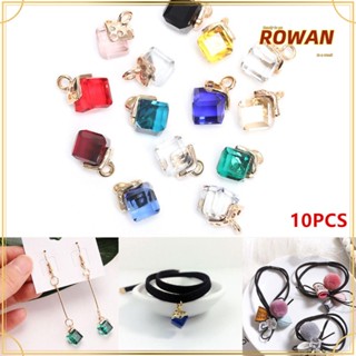 Rowans ลูกปัดคริสตัล ทรงลูกบาศก์ ขนาด 2 มม. แฮนด์เมด DIY สําหรับทําสร้อยข้อมือ 10 ชิ้น