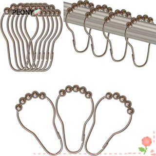 PEONY 12 Pcs Rods Curtains Curtain Rings Glide Smoothly Glide Ring Hooks Shower Curtain Hooks Removable Stainless Steel For Bathroom Shower Home Decor Practical Shower Curtain Accessories