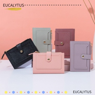 Eutus กระเป๋าใส่เหรียญ หนัง PU ใบสั้น ใส่บัตรเครดิตได้หลายใบ สีพื้น เรียบง่าย สําหรับผู้หญิง