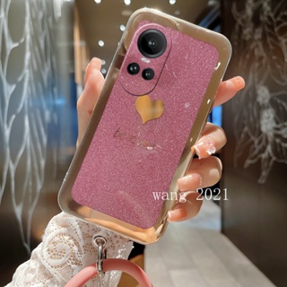 พร้อมส่ง ใหม่ เคสโทรศัพท์มือถือแข็ง ทรงกลม ลายหัวใจ แวววาว พร้อมสายคล้องมือ สําหรับ OPPO Reno10 Reno10 Pro+ Plus 5G OPPO A78 NFC 4G 2023 OPPO Reno10 Pro 5G