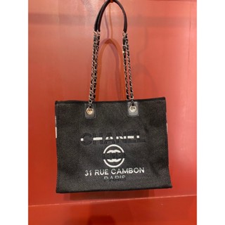 ♥ เช็คสินค้าก่อนสั่ง CHANEL CANVAS TOTE BAG SS23  รุ่นใหม่ มิลเลอร์ กระเป๋า ผ้าหนา ทอลาย ปักlogo ชาแนล