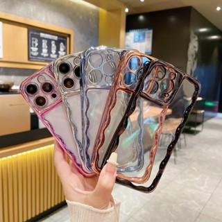  เคสโทรศัพท์มือถือ ซิลิโคนนุ่ม ใส กันกระแทก ลายคลื่นหยิก สําหรับ IPhone 14 Pro Max 11 Pro Max ip 14Pro 13 ip 12 Pro Max