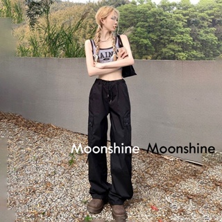 Moon กางเกงขายาว คาร์โก้ กางเกง เชือกอเมริกันคลาสิค Cargo pants 2023 NEW 072928