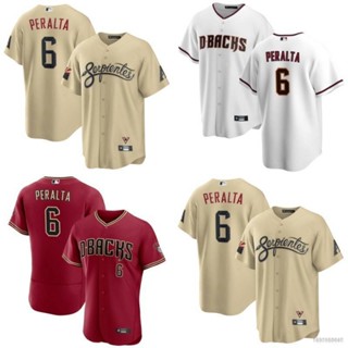 เสื้อกีฬาเบสบอลลําลอง แขนสั้น ลายทีม HQ7 MLB Diamondbacks No.6 Peralta Classic สําหรับผู้ชาย และผู้หญิง QH7