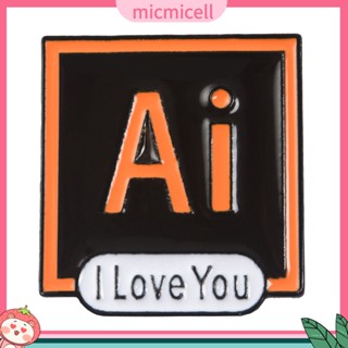 Mic_ PS AI PR AU Photoshop Illustrator เข็มกลัด Pin I Love You ป้ายเคลือบปกเสื้อ