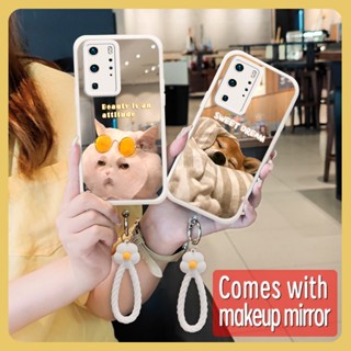 Hangings originality Phone Case For Huawei P40 Pro literature Heat dissipation Makeup mirror Soft case flower luxurious