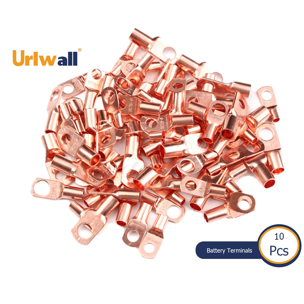 Urlwall 10pcs ทองแดง Lug แหวนสายไฟสาย Lugs ขั้วแบตเตอรี่ชุดฮาร์ดแวร์อุปกรณ์เสริมพิเศษสายไฟตัวเชื่อมต่อ SC4 SC6 SC10 SC16 SC25 SC35