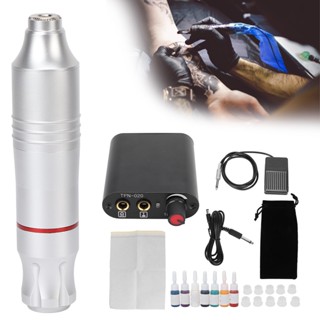 Fun IN เครื่องสักโรตารีปากกา DC อินเทอร์เฟซคลิปสายไฟ Tattoo Power Supply Ink Machine Kit 90-265V