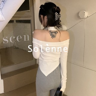 Solenne  เสื้อครอป เสื้อยืดผู้หญิง ครอป baby tee สาวเรโทร 2023 NEW Style สบาย ins ทันสมัย รุ่นใหม่ A99J1WK 36Z230909