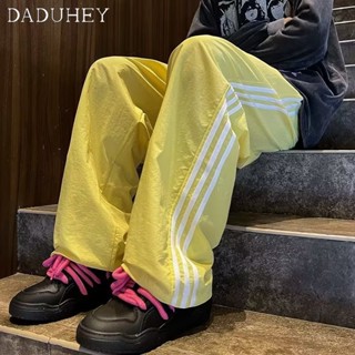 DaDuHey🔥 Mens 2023 New Loose Striped Casual Pants Summer Thin Fashion All-Match Straight Sports Pants