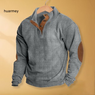 Huarmey เสื้อกันหนาว คอปก แต่งกระดุม สีตัดกัน สไตล์วินเทจ ย้อนยุค ระบายอากาศ เหมาะกับฤดูใบไม้ร่วง และฤดูใบไม้ผลิ สําหรับผู้ชาย