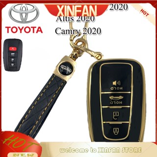 Xinfan Toyota Corolla Cross/Altis/Camry Year 2020 เคส TPU รีโมท ป้องกัน เคส TPU ใส่ปุ่มกด รีโมทคอนโทรลรถยนต์ รุ่นล่าสุด สีดําแวววาว