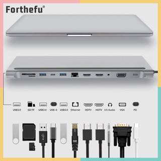 ★ Forthefu ★  ฮับ USB C 12-In-1 USB 3.1 Type-C เป็น HDMI 4K RJ45 VGA สําหรับ Microsoft Surface Book 2