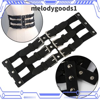 Melodygoods1 เข็มขัดหนัง 3 สาย กว้าง กระชับสัดส่วน แฟชั่น สไตล์พังก์