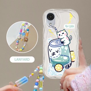 Ybd เคสโทรศัพท์มือถือ ลายขวดโซดา และลูกแมวน่ารัก พร้อมสายคล้องมือ สําหรับ Samsung Galaxy A03 Core