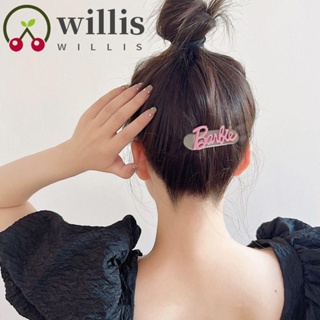 Willis กิ๊บติดผม โลหะผสมคริสตัล ลายตัวอักษร สีชมพู สําหรับตุ๊กตาบาร์บี้