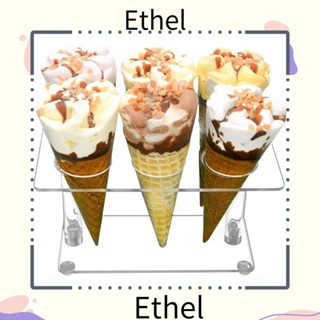 Ethel1 ที่วางกรวยวาฟเฟิล ไอศกรีม อะคริลิค ทรงสี่เหลี่ยมผืนผ้า 6 หลุม สําหรับตกแต่งโต๊ะ งานแต่งงาน วันเกิด ปาร์ตี้ 2 แพ็ก