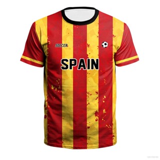 เสื้อยืดลําลอง แขนสั้น คอกลม พิมพ์ลาย Spain Jersey Fans แฟชั่นสตรีท พลัสไซซ์