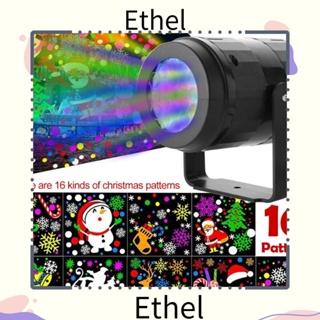 Ethel1 โคมไฟโปรเจคเตอร์ LED รูปเกล็ดหิมะ หมุนได้ สําหรับตกแต่งปาร์ตี้คริสต์มาส