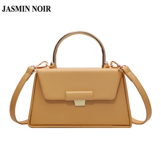 Jasmin NOIR ล็อค หนัง PU ที่จับโลหะ กระเป๋าถือผู้หญิง ลําลอง พนัง ขนาดเล็ก กระเป๋าสะพายข้าง