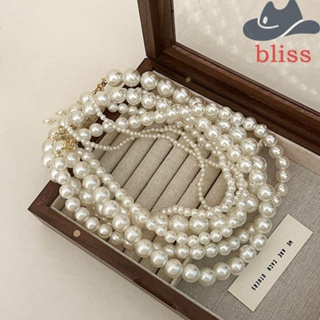 Bliss สร้อยคอโซ่ ประดับไข่มุก ขนาดใหญ่ สีขาว สไตล์เกาหลี สําหรับงานแต่งงาน ปาร์ตี้