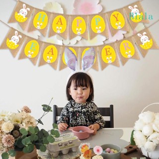 Blala Happy Easter ธงแบนเนอร์ พิมพ์ลายกระต่าย สไตล์วินเทจ DIY สําหรับตกแต่งปาร์ตี้ วันหยุด