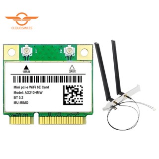 การ์ด WiFi AX210HMW พร้อมเสาอากาศ WiFi 6E Mini PCI-E AX210 802.11Ax/Ac 2.4G/5G/6Ghz BT5.2 สําหรับแล็ปท็อป