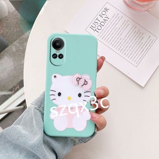 พร้อมส่ง เคสโทรศัพท์มือถือ ซิลิโคนนิ่ม บางมาก พร้อมกระจกแต่งหน้า ลาย KT น่ารัก สําหรับ OPPO Reno 10Pro+10 Pro Plus 5G A78 A58 4G