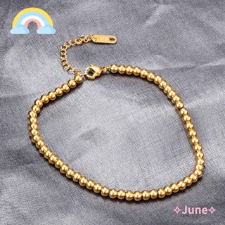 June Lucky Ball สร้อยข้อมือ ชุบทอง 18k สําหรับผู้หญิง ผู้ชาย กําไลข้อมือ สีโรสโกลด์