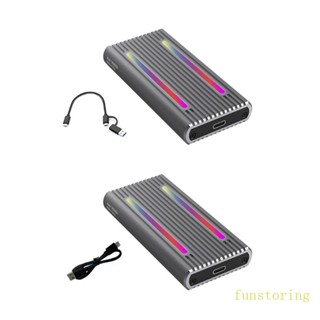 Fun กล่องเคสภายนอก M 2 SSD พร้อมฝาครอบดิสก์ RGB Light M 2