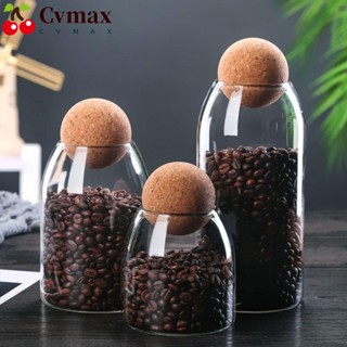 Cvmax โหลแก้วเก็บชา กาแฟ น้ําตาล พร้อมจุกไม้คอร์ก