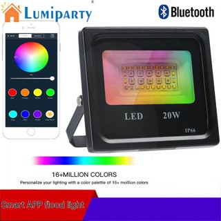 Lumiparty ไฟฟลัดไลท์ Led 20w 30w 50w 1.6 ล้านสี บลูทูธ ปรับได้