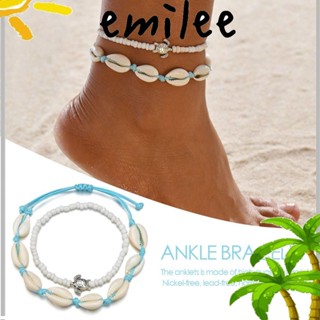 Emilee 2 ชุด สร้อยข้อเท้า สร้อยข้อมือ ปรับได้ รองเท้าแตะชายหาด เครื่องประดับเท้า