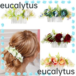 Eucalytus1 หวีผม ดอกไม้ หรูหรา เครื่องประดับผมเจ้าสาว คริสตัล