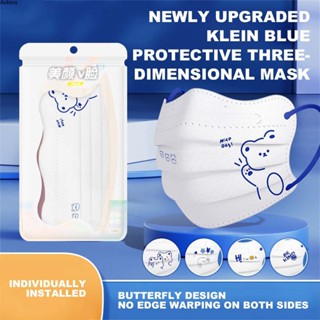 1pcs Klein-blue V-shape Cartoon Bear Pattern หน้ากากป้องกันแบบใช้แล้วทิ้ง 3 ชั้นหน้ากากป้องกันสำหรับผู้ใหญ่ Aube