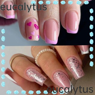 Eucalytus1 เล็บปลอม แบบกด DIY สไตล์ฝรั่งเศส 24 ชิ้น