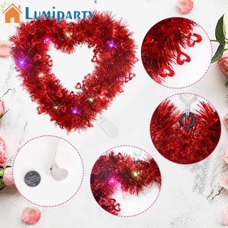 Lumiparty จี้พวงหรีด รูปหัวใจ มีไฟ Led แวววาว เครื่องประดับ สําหรับตกแต่งงานแต่งงาน ปาร์ตี้ วันวาเลนไทน์ 2023