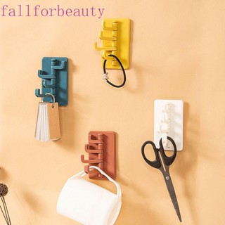 Fallforbeauty ตะขอพลาสติก สี่แถว หมุนได้ ไร้รอยต่อ อเนกประสงค์ หลากสี สําหรับติดผนังห้องครัว