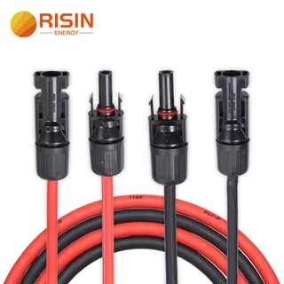 ส่งเร็ว RISIN สายเคเบิลต่อขยายแผงพลังงานแสงอาทิตย์ 6 มม. 10 AWG 1 เมตร 1 คู่ สีดํา และสีแดง พร้อมตัวเชื่อมต่อพลังงานแสงอาทิตย์ PV