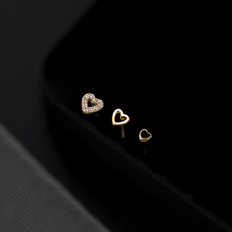 We Flower ชุดเครื่องประดับ ต่างหูเม็ดเดี่ยว เงิน S925 ประดับเพทาย รูปหัวใจ สีดํา สําหรับผู้หญิง 3 ชิ้น - รูปที่ 6