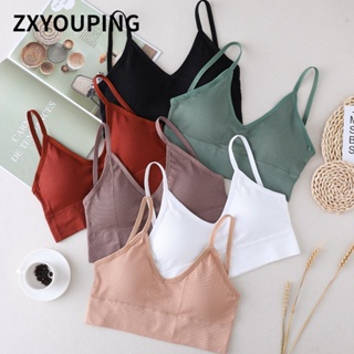 Zxyouping ผู้หญิง เซ็กซี่ เปลือยหลัง เสื้อชั้นใน ดันทรง สีพื้น บราเล็ตต์ พร้อมแผ่นโยคะ ไร้รอยต่อ ไม่มีโครงเหล็ก ชุดชั้นในสําหรับผู้หญิง 40-65 กก.