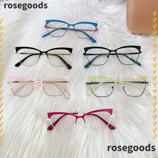 Rosegoods1 แว่นตา ป้องกันแสงสีฟ้า โลหะ ป้องกันดวงตา ทรงสี่เหลี่ยม ใส่สบาย สีฟ้าอ่อน ป้องกันกรอบแว่นตา สําหรับผู้ชาย ผู้หญิง