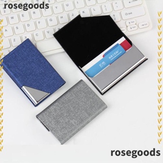 Rosegoods1 ที่ใส่นามบัตร หนัง PU สเตนเลส น้ําหนักเบา แฟชั่นสําหรับผู้หญิง